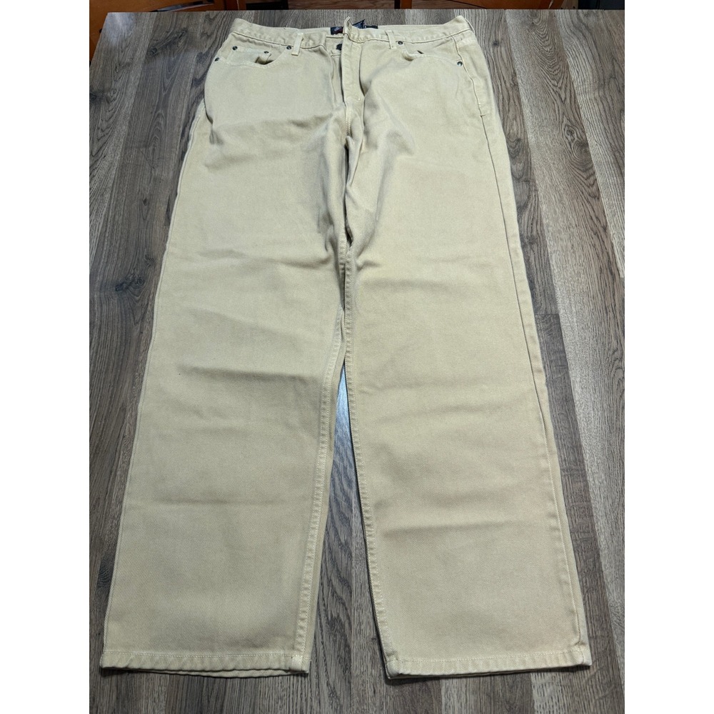 Platini Jeans Mens Size 40x32 Tan Denim Wide Leg Workwear Pants
